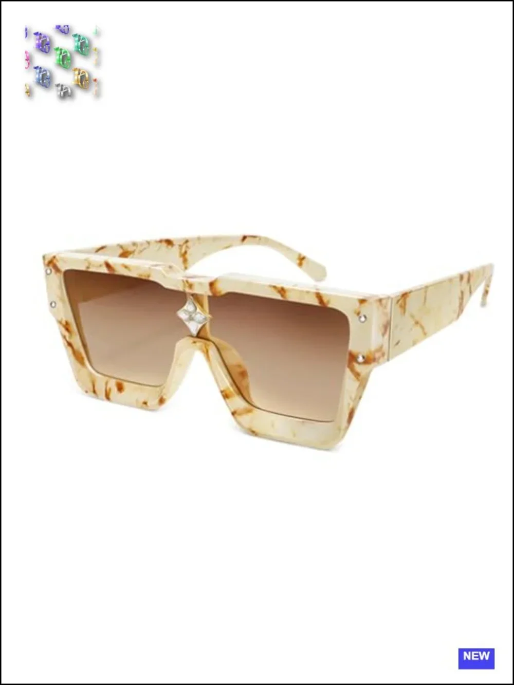 Trendy Rimless Black Metal Sunglasses Oversized Y2K UV Protection Polarized